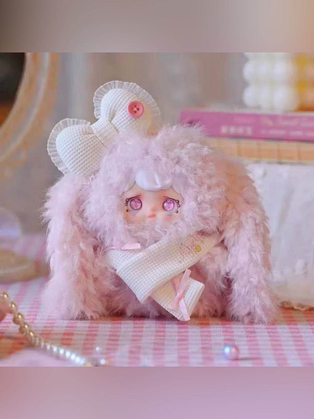 Kawaii Pink Bunny Plush Keychain - Picture 3 of 3